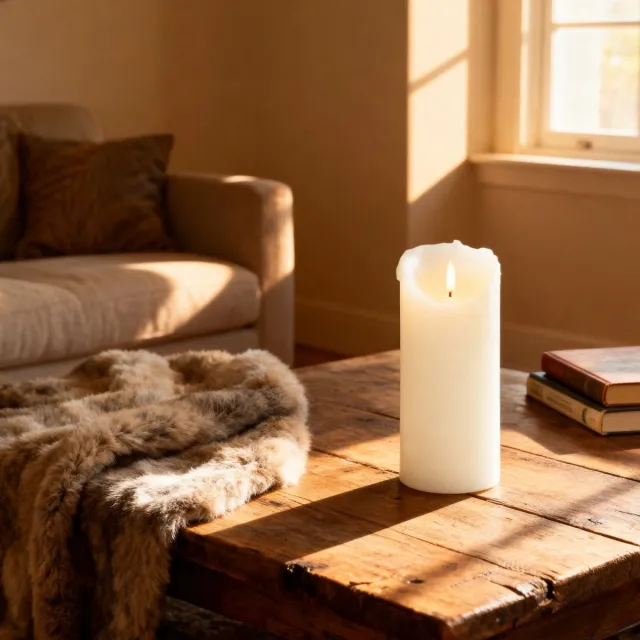 Arti Casa LED Kaars Crème - Ø7xh16cm - Stompkaars met Realistisch Flikkerend Vlam-effect - Werkt op 2xAA Batterijen (niet inbegrepen) - Veilig Alternatief voor Echte Kaarsen Wit