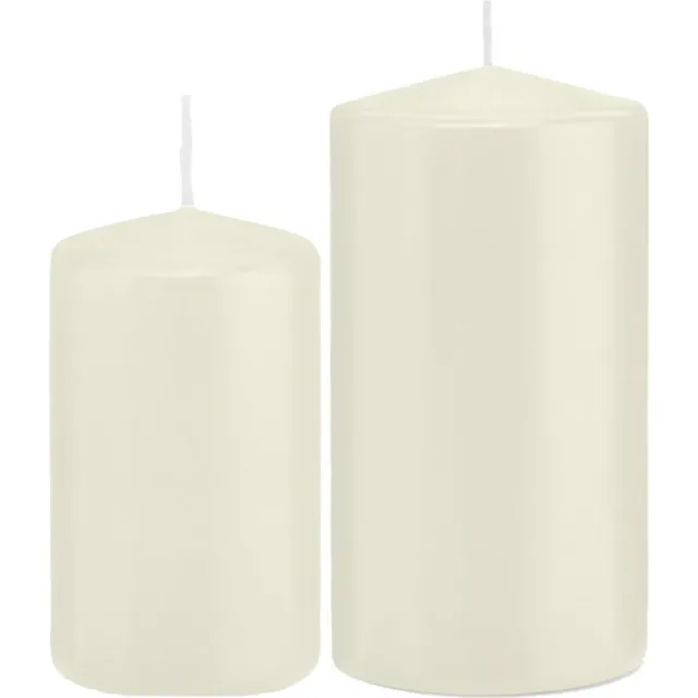 Trend Candles Stompkaarsen set 2x stuks ivoor wit 12 en 15 cm