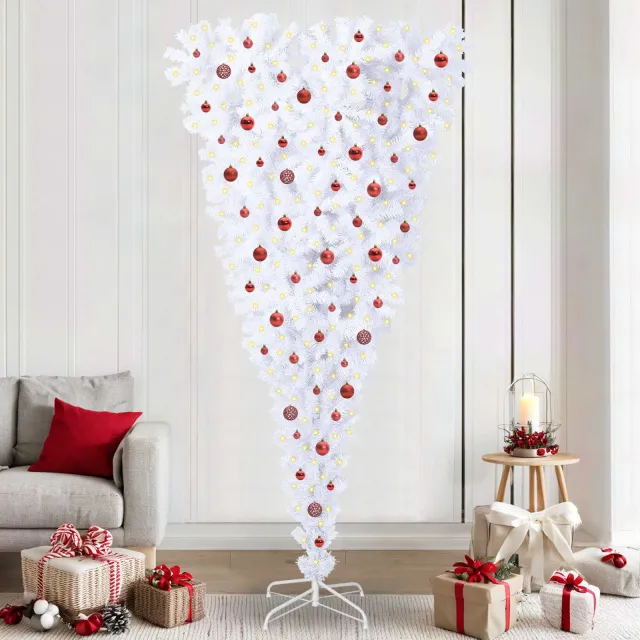 vidaXL Kunstkerstboom Wit 240 cm PVC en staal