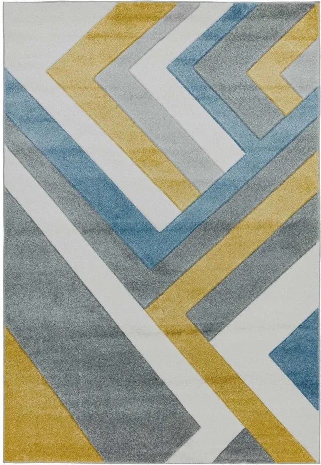 Eazy Living Easy Living - Sketch-Linear-Grey-Multi Vloerkleed - 200x290 - Rechthoek - Laagpolig Tapijt - Modern - Meerkleurig