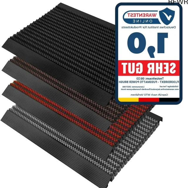 RFWR Antislip Deurmat voor Buiten - Krachtige Borstelmat met Vuilvanger 40 x 60 cm Bruin