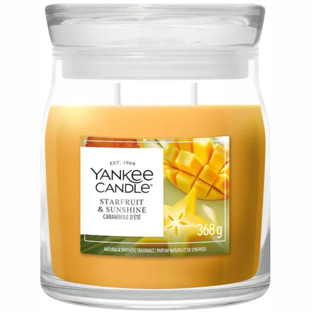 Yankee Candle Starfruit & Sunshine Medium Jar - tot 50 branduren Geel