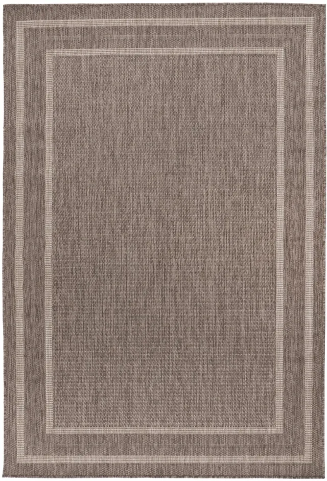 Padiro platgeweven designvloerkleed - donkerbeige - modern geometrisch patroon - voor binnen en buiten - voor vloerverwarming - van polypropyleen