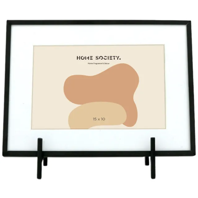 Home Society Fotolijst - Nami - Zwart - Metaal & Glas - Fotomaat 10x15cm - Staande Fotolijst - Trendy Woondecoratie