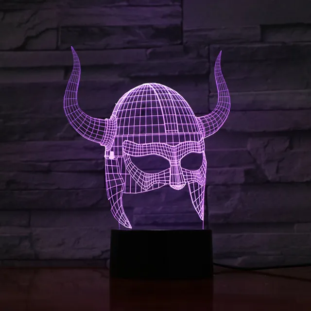 MC Living 3D Led Lamp Met Gravering - RGB 7 Kleuren - Helm Sparta
