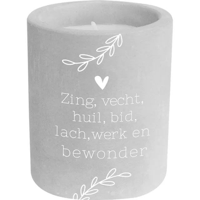 Paper dreams Kaarsje Zing, Vecht.. - 6,5x6,5x8 cm - Cement zing, vecht ...