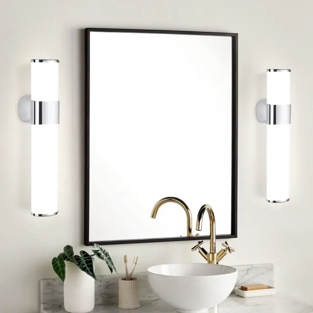 NETTLIFE LED Spiegellamp 2 stuks - 6W - chroom - badkamerlicht - 35cm wandlamp - IP44 - modern - neutraal wit 4000K - Spiegelverlichting - voor kelder | keuken | badkamermeubel