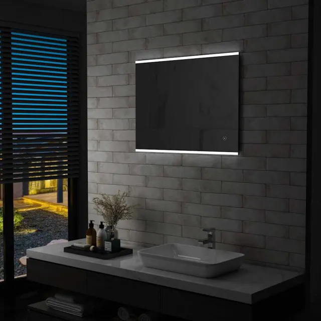 vidaXL Badkamerspiegel LED met aanraaksensor 80x60 cm Zilver