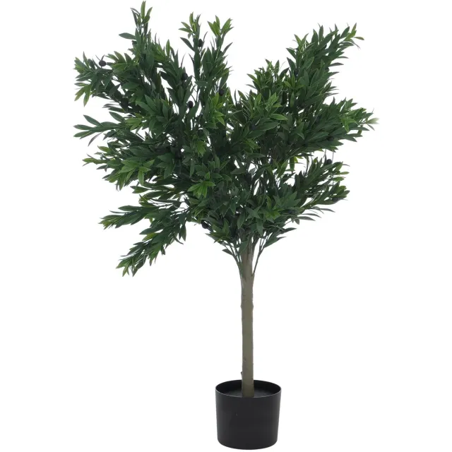 MCW Kunstmatige olijfboom MCW-Q88, decoratieve plant, kunstboom, kunstplant, voor buiten, polyethyleen, 130x99x50 cm Groen