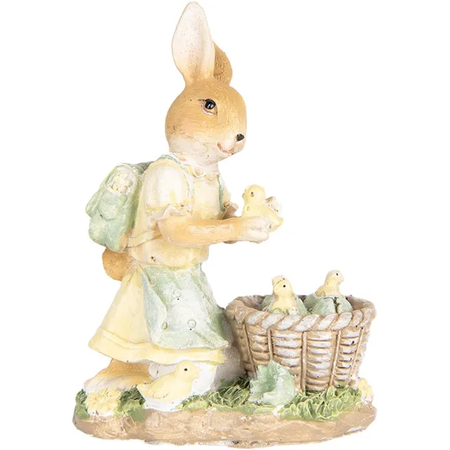 Clayre & Eef Decoratie Beeld Konijn 10x6x13 cm Beige Kunststof