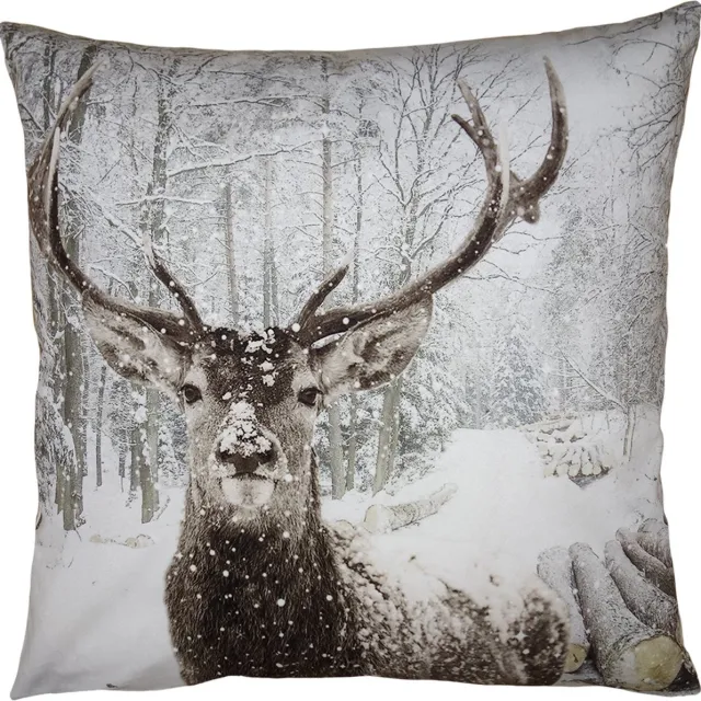 Clayre & Eef Kussenhoes 45x45 cm Bruin Wit Polyester Hert