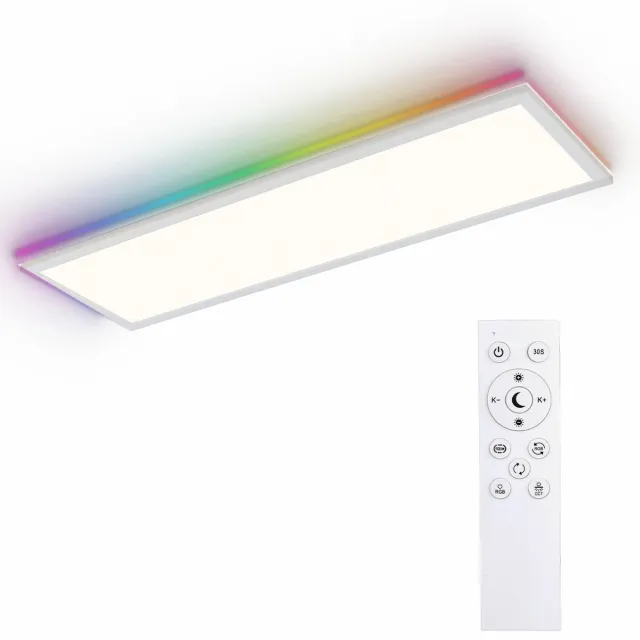 LOVHAUS LED Plafondlamp 100x25 cm – 30W 3300 lm – Dimbaar 3000K-6500K – RGB Achtergrondverlichting – Geheugenfunctie Wit