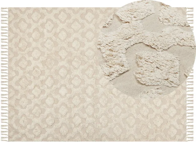 Beliani AKSARAY - Laagpolig vloerkleed - Lichtbeige - Katoen