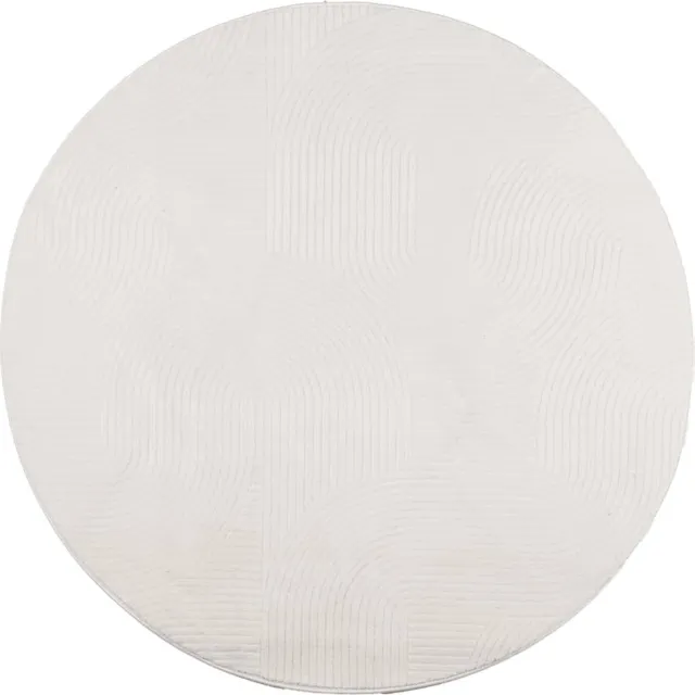vidaXL Vloerkleed - IZA - laagpolig - Scandinavisch - Ø - 80 - cm - crèmekleurig
