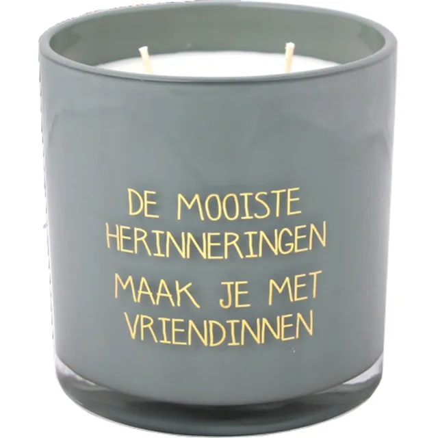 My Flame Lifestyle MY FLAME - Sojakaars - DE MOOISTE HERINNERINGEN MAAK JE MET VRIENDINNEN - Geur: Jasmine Luxe - Branduren: 60u - Maat: 10 x 10 cm Groen