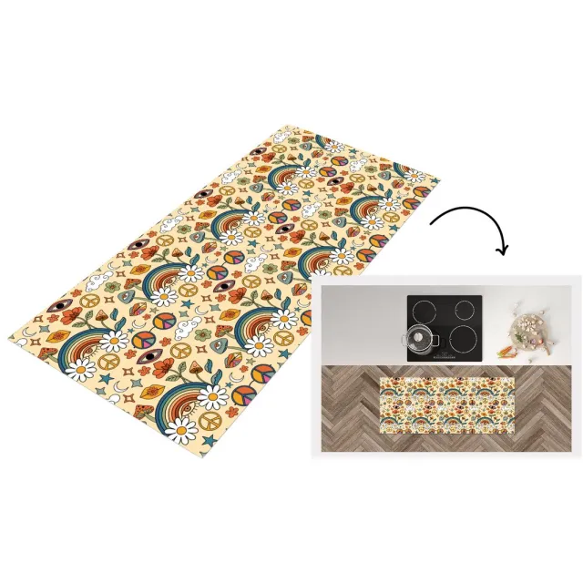 KitchenYeah Keukenloper 120x50 cm - Keukenmat vinyl Vintage - Patronen - Zomer - Keukenmatten loper - Keuken vloerkleed tapijt Vintage - Zomer