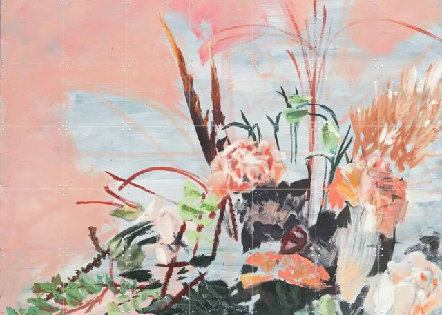IXXI Pink Floral, Green Barn Studio - 140 x 100 cm - Grote wanddecoratie en posters - Kleurrijk, Abstract, Olieverf, Slaapkamer, Woonkamer, Botanisch Lichte tinten / Roze