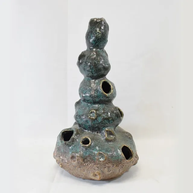 Daan Kromhout - vaas - koraal - Hoogte 31 cm - Ø 17 cm - groen - bruin