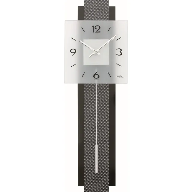 AMS Wandklok 7313 Zwart