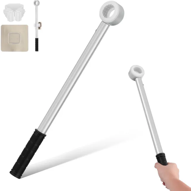 Allecto Plus Dailygoods- Handvat - Zware Gordijnen Openingsassistent - Jaloezie-Stang - Lichtgewicht Aluminium - Sterk Draagvermogen - Eenvoudig te Gebruiken - Jaloeziestang zilver