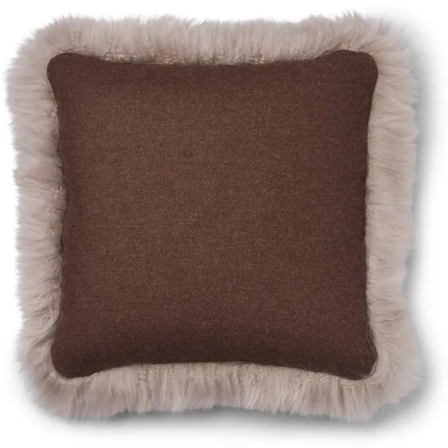 Sheepskin House Wollen Kussen - LW rand - 52x52 cm Brown/Dove
