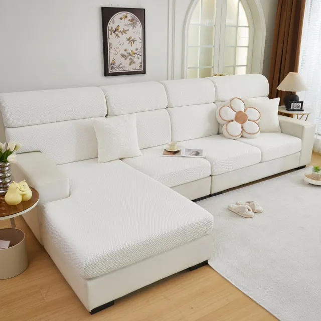 FancySofas Bankhoes Classic - Zitkussenhoes (L) - Machinewasbaar & Stretchy - Bankhoezen voor Hoekbank - Hondendeken bank - Hondenkleed - Bankbeschermer - Zetelhoes - Zetelovertrek - Sofa Cover - 30 Dagen Risicoloos Uitproberen - Snow White Classic - Snow White