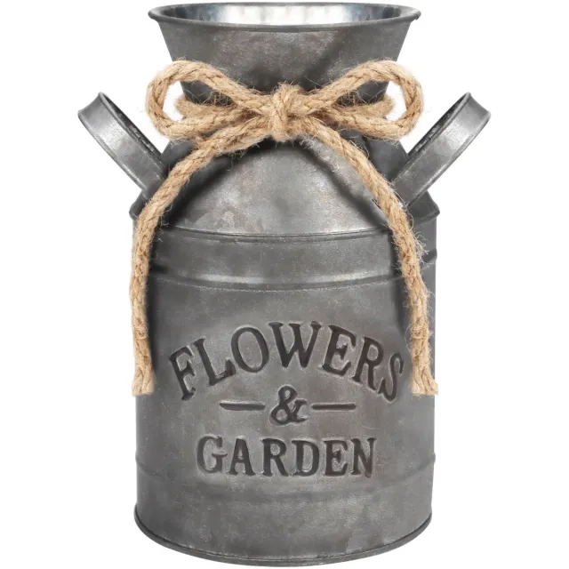 Unyqoos ® Charmante Vintage Metalen Bloemenvaas voor Stijlvolle Huis- en Tuindecoratie zilver