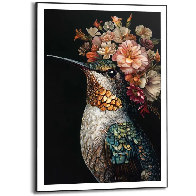 Reinders Schilderij Lovely Hummingbird - 70 x 50 - Hout - REINDERS Lovely Hummingbird Zwart