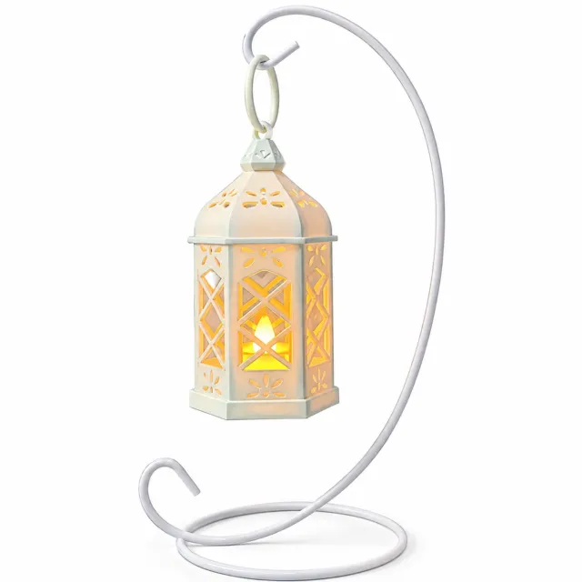 SWGOTA led kaarsen in retrostijl - witte zeshoekige LED-kaarslantaarn met witte hangstandaard voor decoratie op het nachtkastje
