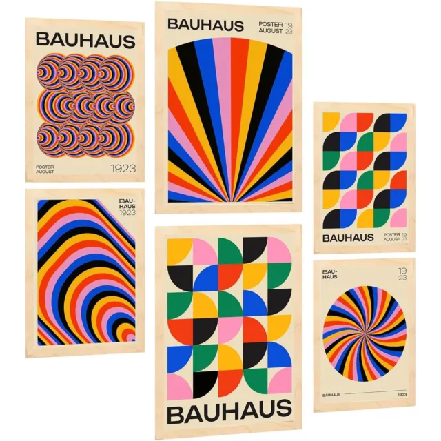 Nacnic Set van 6 A3 & A4 Posters - Bauhaus Kleuren & Vormen