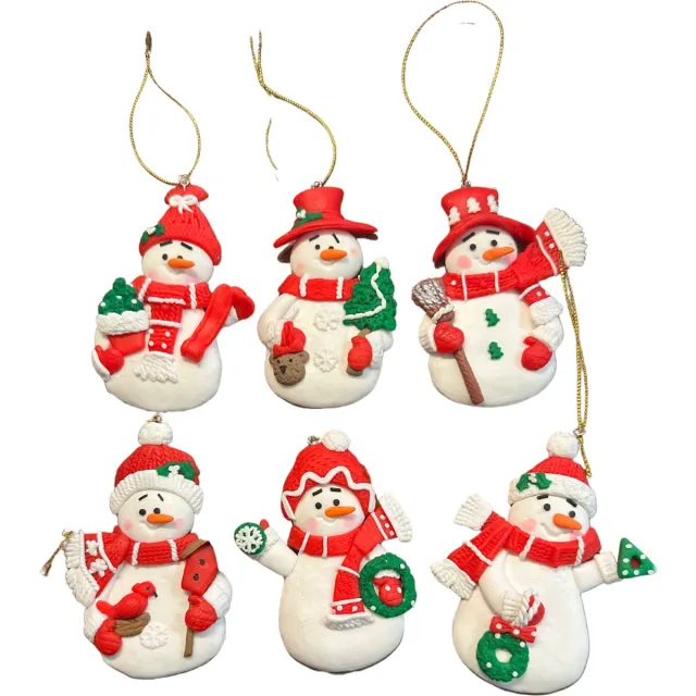 Winkrs Kerstdecoraties - Hanger voor in de Kerstboom - Sneeuwmannetjes - 6 Stuks Sneeuwpoppen Kersthanger