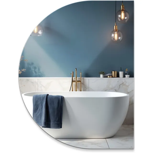 WallMuralia Halfronde Spiegel - Minimalistisch Badkamerspiegel - 70x90 cm - Decoratieve Toiletspiegel - Scandinavisch Badkamerspiegel Geen verlichting