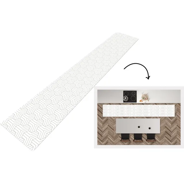 KitchenYeah Keukenloper - Loper keuken - Patronen - Abstract - Zwart - Wit - Geometrie - Keukenloper vinyl