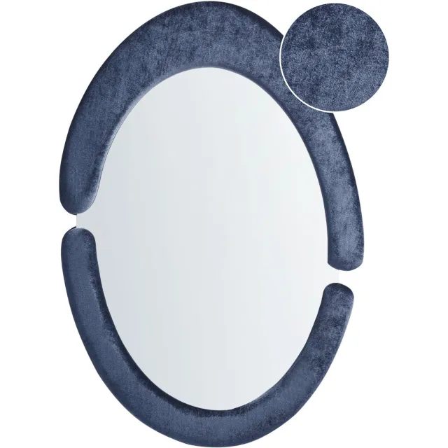 Beliani MASSAY - Wandspiegel - Donkerblauw - Fluweel