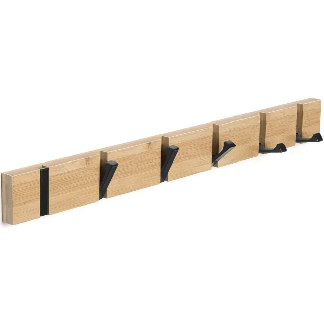 Famanu Wandkapstok met 6 inklapbare haken voor jassen, mantels, hoeden, sjaals en handtassen zwart