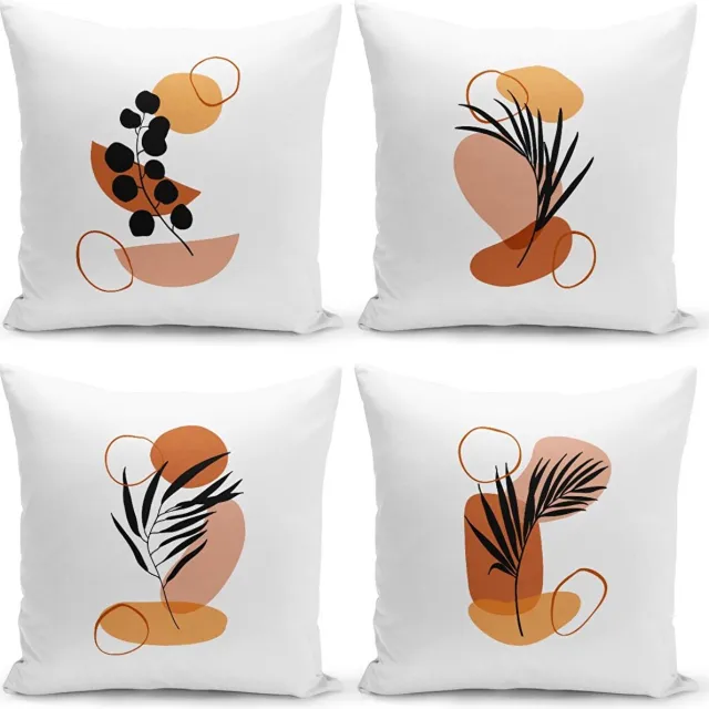 Kate Louise Sierkussens set 4 stuks - INCLUSIEF BINNENKUSSENS 45x45 cm - oranje - rood - dubbelzijdig bedrukt - kussensloop - kussens woonkamer - kussenhoes zwart