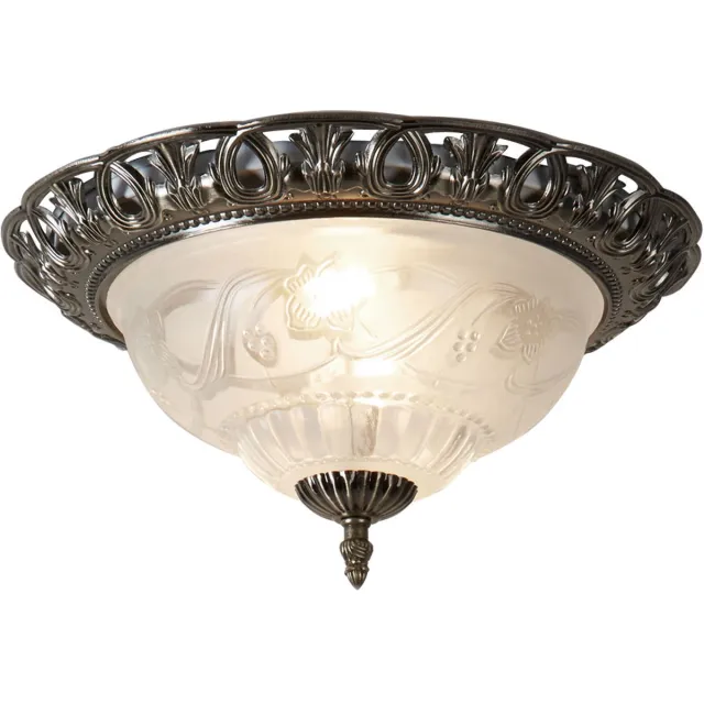 Globo Lighting Plafondlamp landelijke stijl glazen lamp zilver antiek bloemendecor
