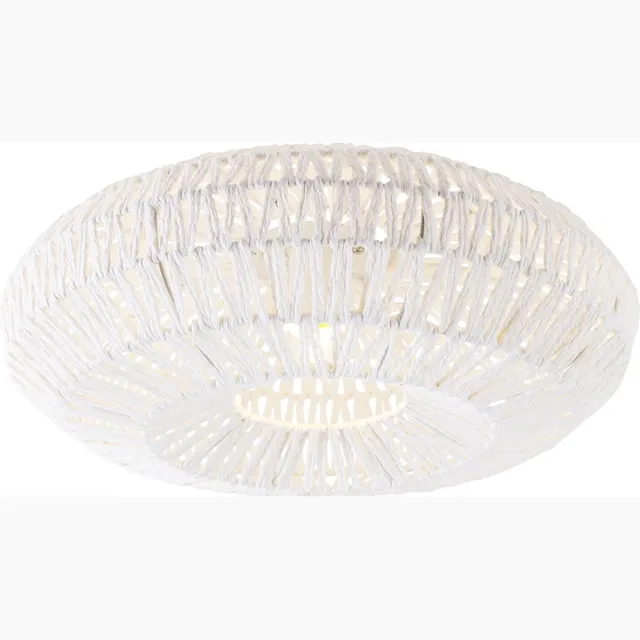 QAZQA lina - Retro Dimbare LED Smart Plafondlamp incl. wifi met Dimmer - 1 lichts - Ø 50 cm - Wit - Woonkamer | Slaapkamer | Keuken Wit Smart LED