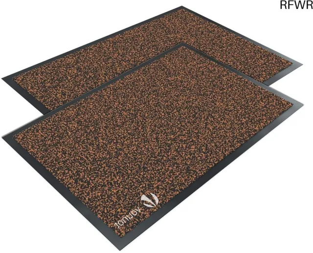 RFWR Antislip Deurmatten - 2 Stuks, 40 x 60 cm, Bruin - Waterdicht, Wasbaar en Stofdicht