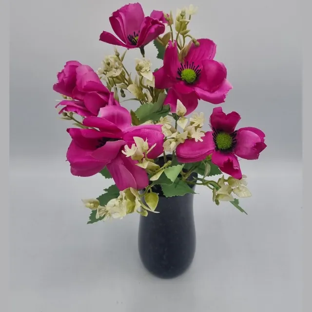 Bomm Boeket - Anemoon - U826-m1 - 31cm - Roze - Grafdecoratie - Zijdenbloemen - Kunstbloemen