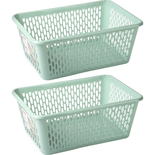 PLASTICFORTE opbergmand/kastmandje - 2x - 6,5 liter - mintgroen - kunststof - 20 x 30 x 11 cm