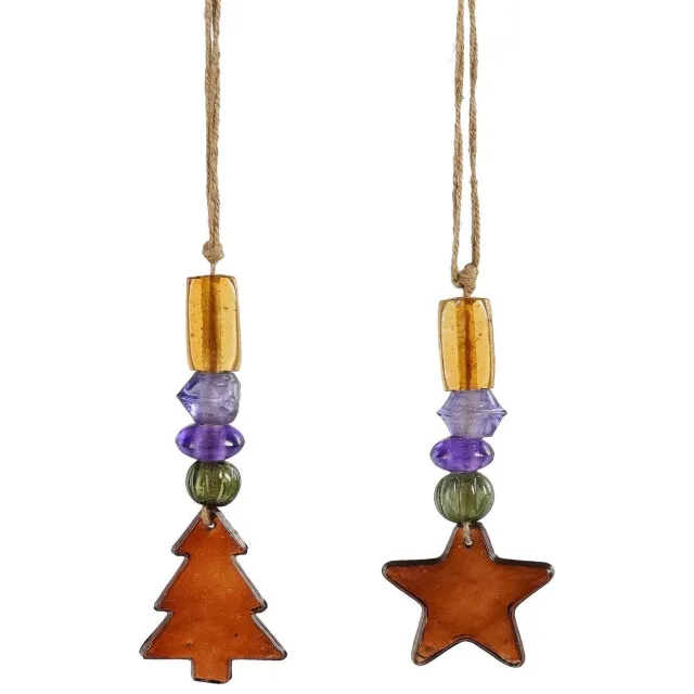 Mica Decorations kersthangers - kerstboom en ster Multi
