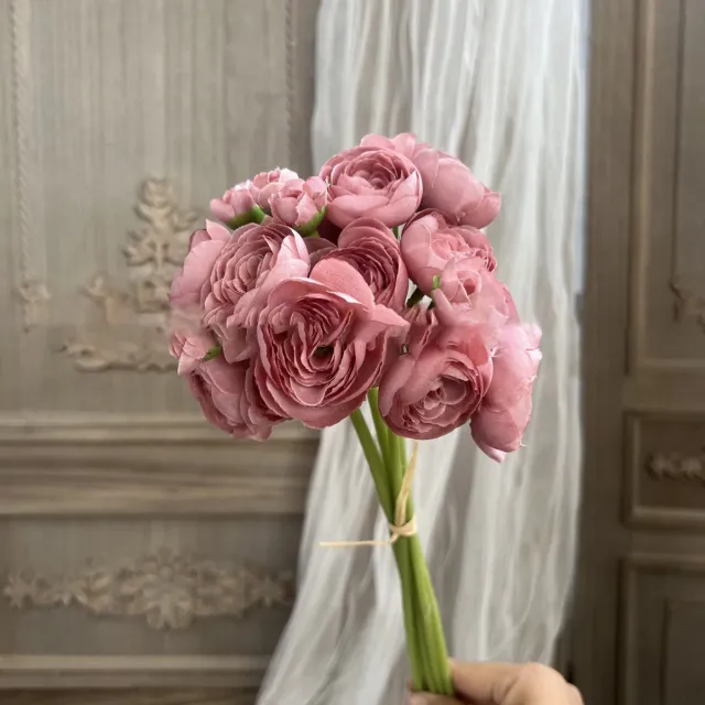 Shagam Dieproze Mica Kunstbloem - Kunstbloemen Boeket - artificial flowers bunch - Mica - Dark Pink - 6 stuks Donker Roze