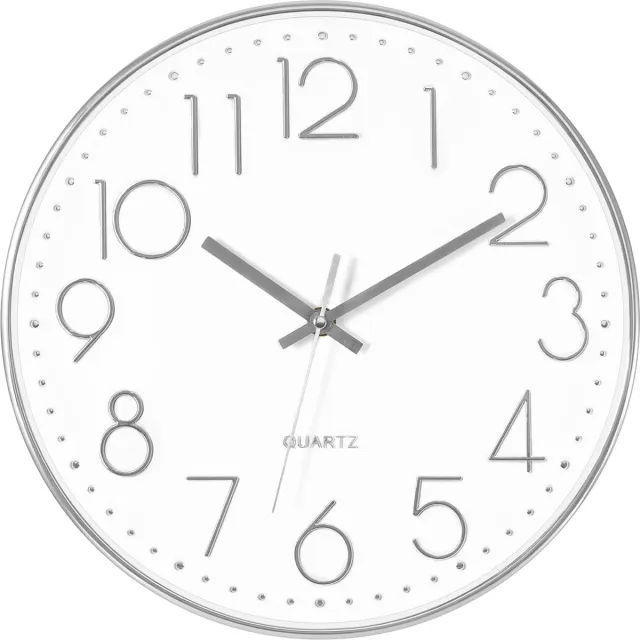 TYME Wandklok Modern - Goed Leesbaar - Stille 30cm Klok - Analoog - Uurwerk - Muurklok - Quartz - Wit Zilver