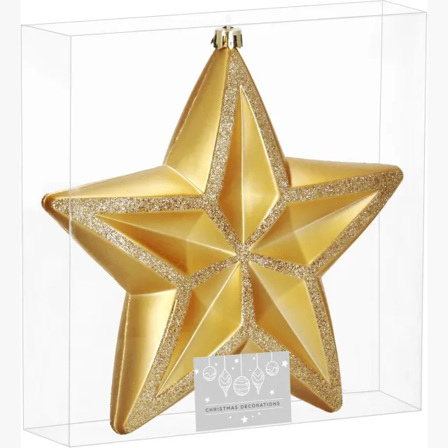springos Kersthanger | Kerstster | Goud | Glitters | 15 cm