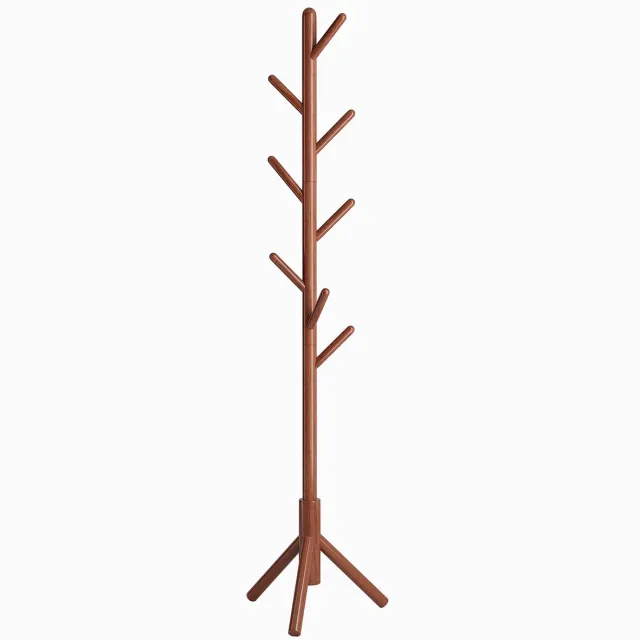 Unyqoos ® Vrijstaande Kapstok van Massief Hout met 8 Haken voor Jassen en Accessoires bruin