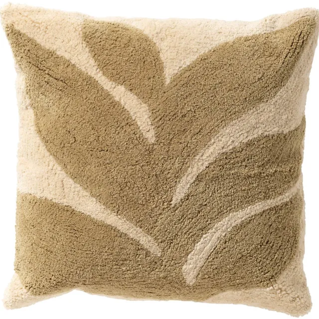 Dutch Decor JUNA - sierkussen 45x45 cm - bladmotief - Sponge - groen - Inclusief binnenkussen - Luxe kussens voor woonkamer & bank Lichtgroen