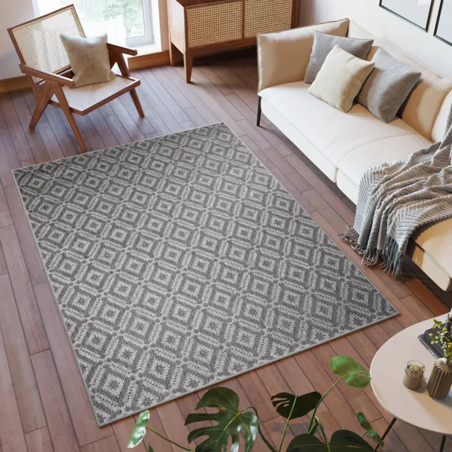 Tapiso Capri Vloerkleed Indoor Outdoor Woonkamer Binnen Tuintapijt Donkergrijs 3