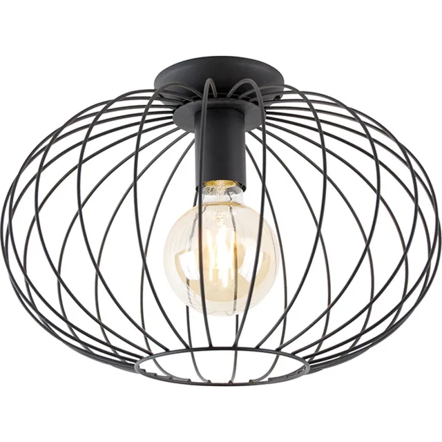 QAZQA margarita - Design Dimbare LED Smart Hanglamp incl. wifi met Dimmer - 1 lichts - Ø 36 cm - Zwart - Woonkamer | Slaapkamer | Keuken Zwart Smart LED