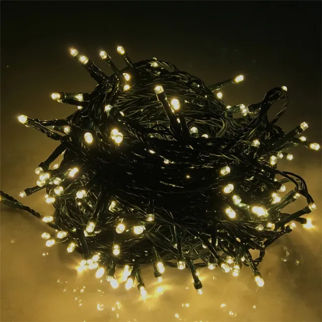 NAIZY Fairy Lights 50 m LED lichtsnoer, stroomvoorziening met stekker, 8 standen, waterdicht, IP44, feestverlichting voor Kerstmis, bruiloft en Halloween, warmwit